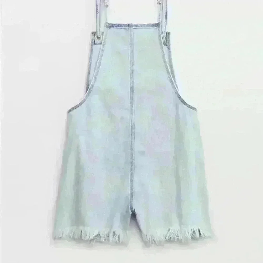 Aerie Blue Denim Overalls Romper Cotton Size  M - Picture 5 of 7